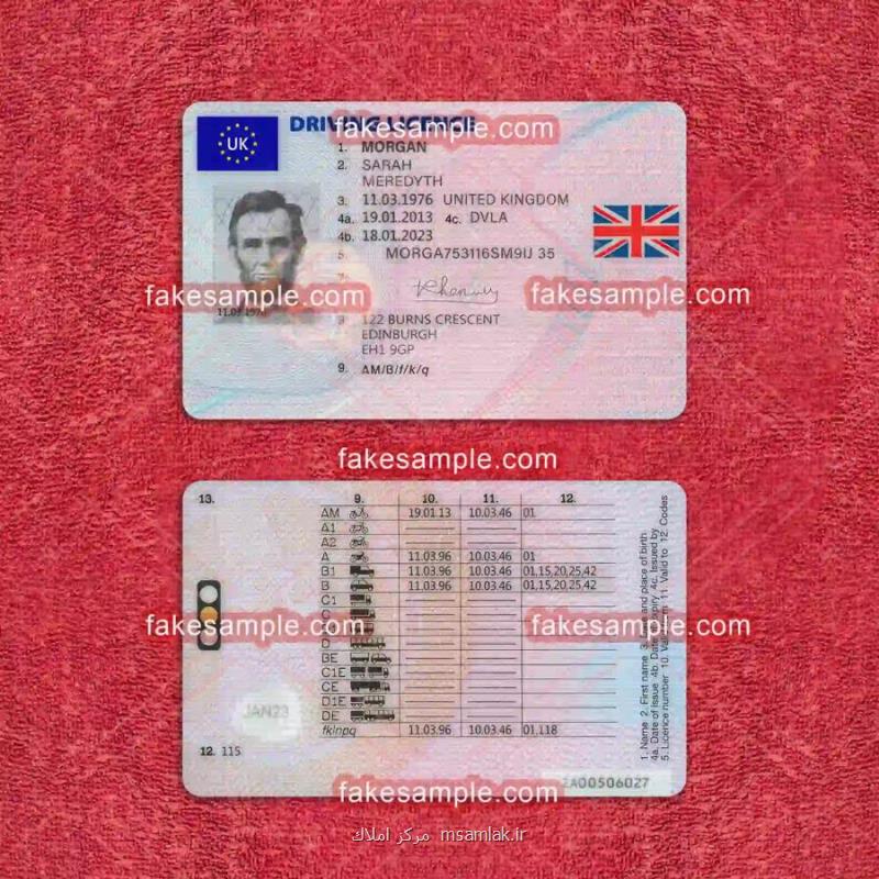 UK Driver Licence Fake Template