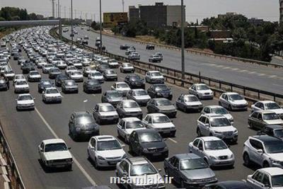 ترافیك سنگین در آزادراه كرج-تهران از پل فردیس تا گرمدره